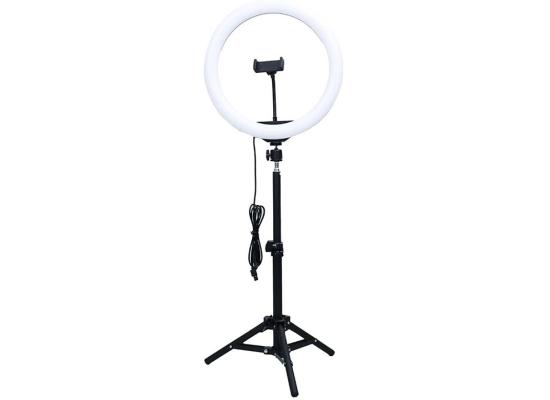 RTAKO ZJ-ZBT01 Live Streaming Stand with Ring Light and 55cm Floor Tripod - Black